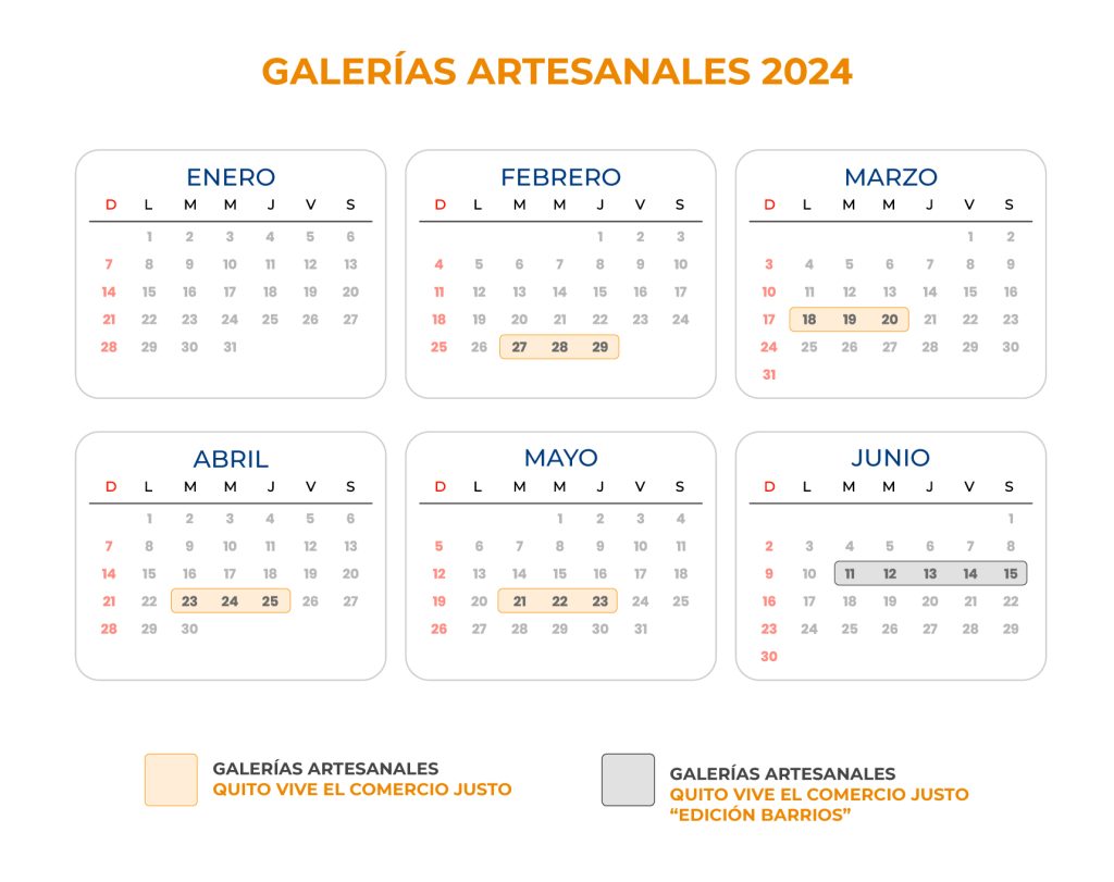 Calendario Galerías Artesanales Vive el Comercio Justo 2024